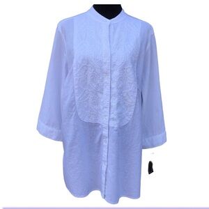 NWT- Autograph Linen Tunic Button Front Blouse